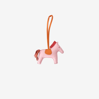 Hermès Rodeo GM Bag Charm in Rose Sakura Bougainvillea and Orange Milo Lambskin Leather
