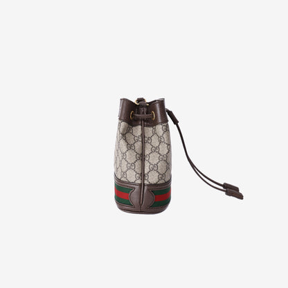 Gucci Ophidia Mini GG Bucket Bag in Beige Brown GG Supreme Canvas with Gold Hardware