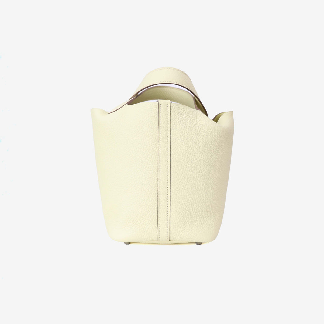 Hermès Picotin 18 Jaune Milton Clemence Leather with Palladium Hardware front view