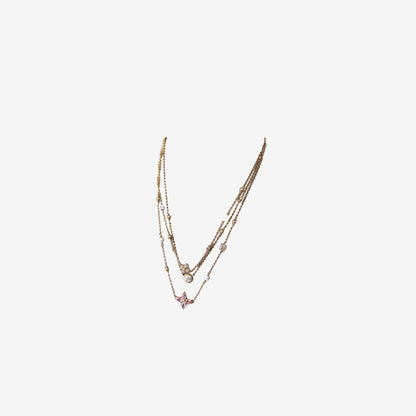 Louis Vuitton Blooming Symphony Necklace in Gold-Toned Metal with Rhinestones & White Resin Pearls (Contact to Enquire)