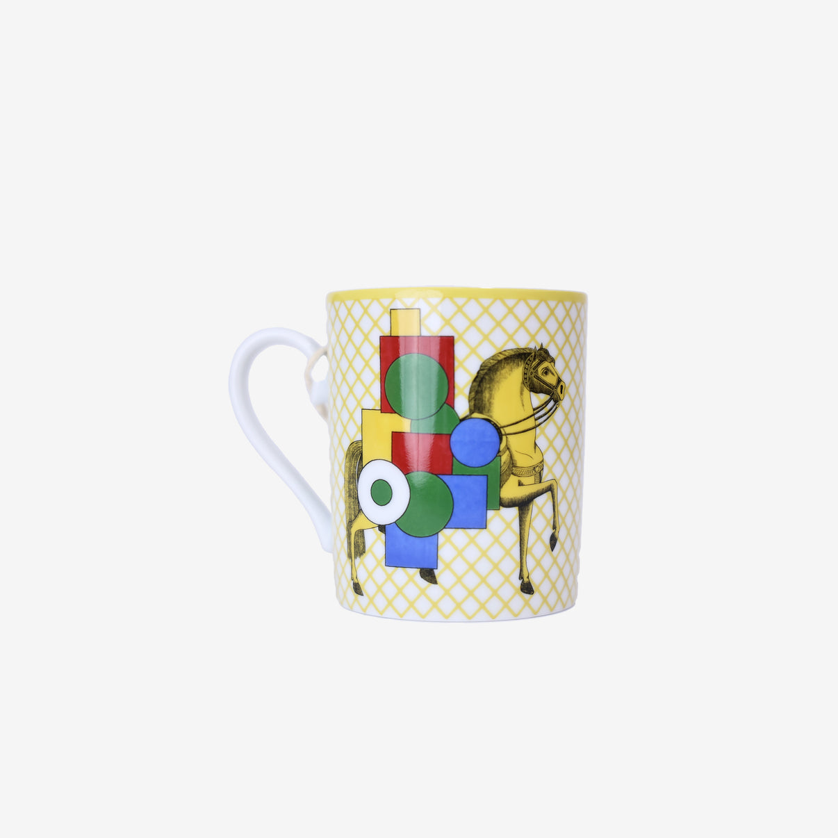 Hermès Cavalier en Formes Mug Set in Blue/Yellow/Green Porcelain back view