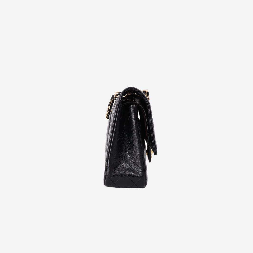 Chanel Medium Classic Flap Bag in Black Caviar Leather with Gold Hardware