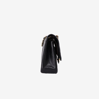 Chanel Medium Classic Flap Bag in Black Caviar Leather with Gold Hardware