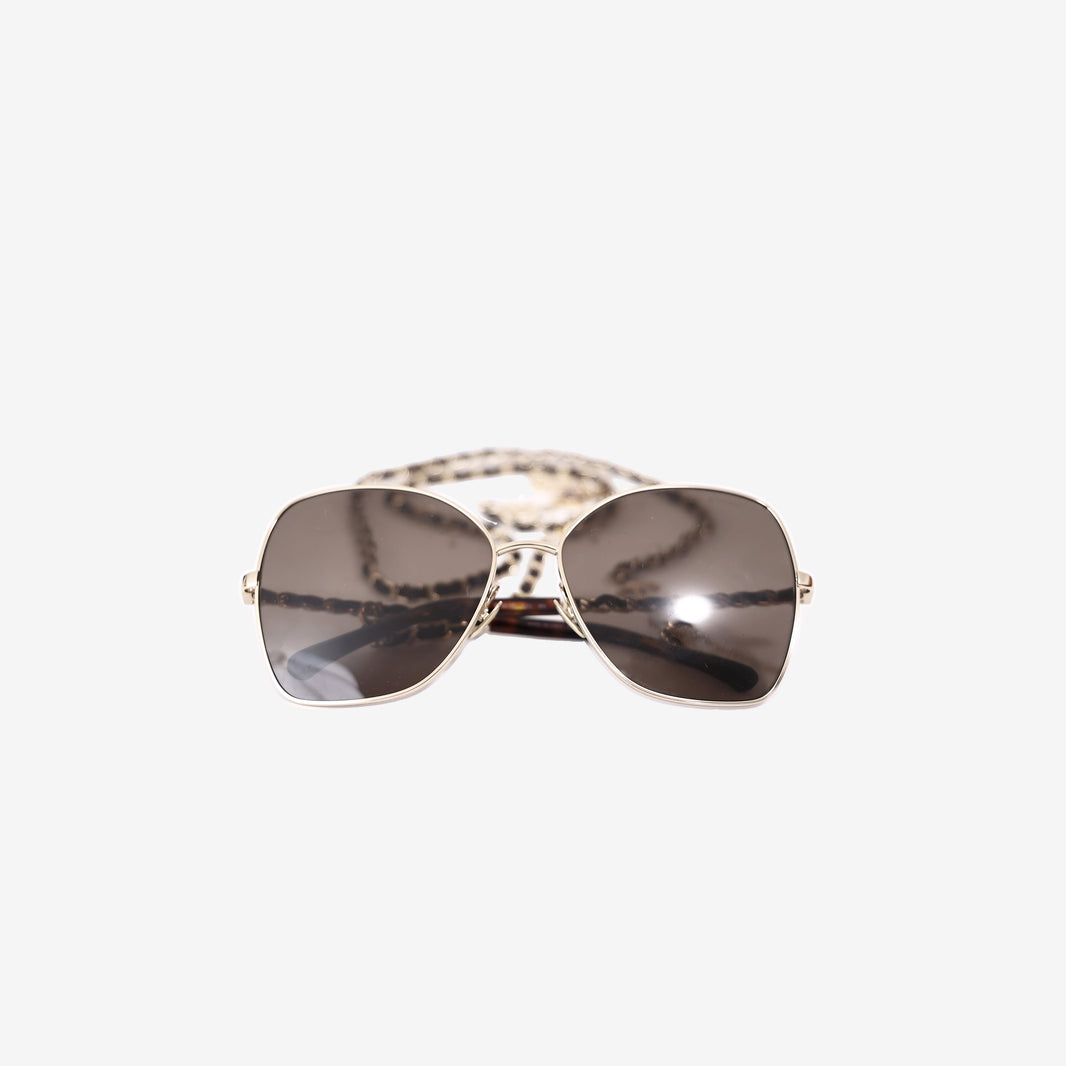 Chanel Butterfly Sunglasses in Gold-Plated Metal