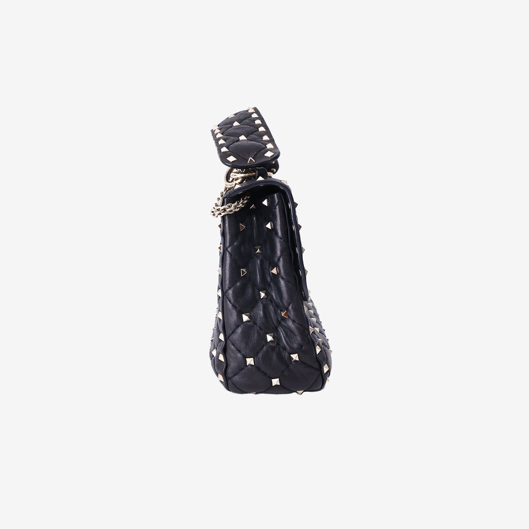 Valentino Garavani Rockstud Spike Handbag in Black Nappa Lambskin Leather with Gold Hardware (Contact to Enquire)
