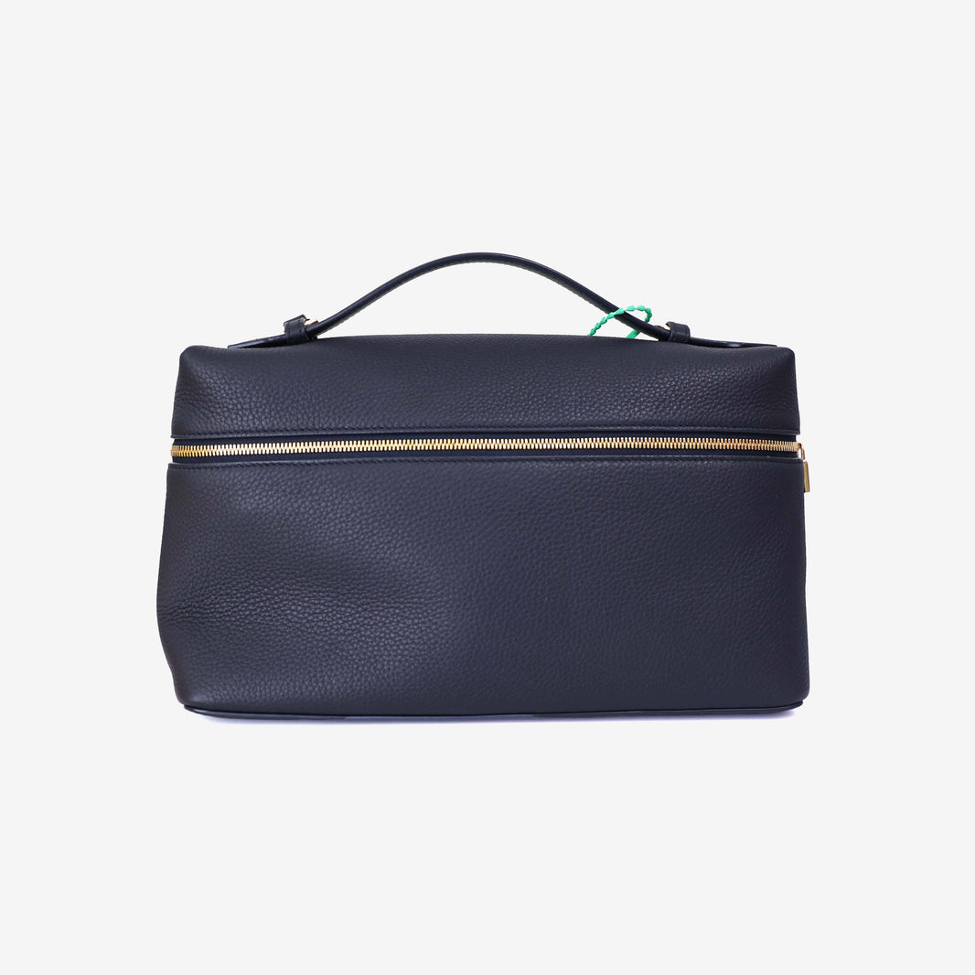 Loro Piana Extra Pocket L27 in Black/Sun Grained Calfskin with Gold Hardware front view