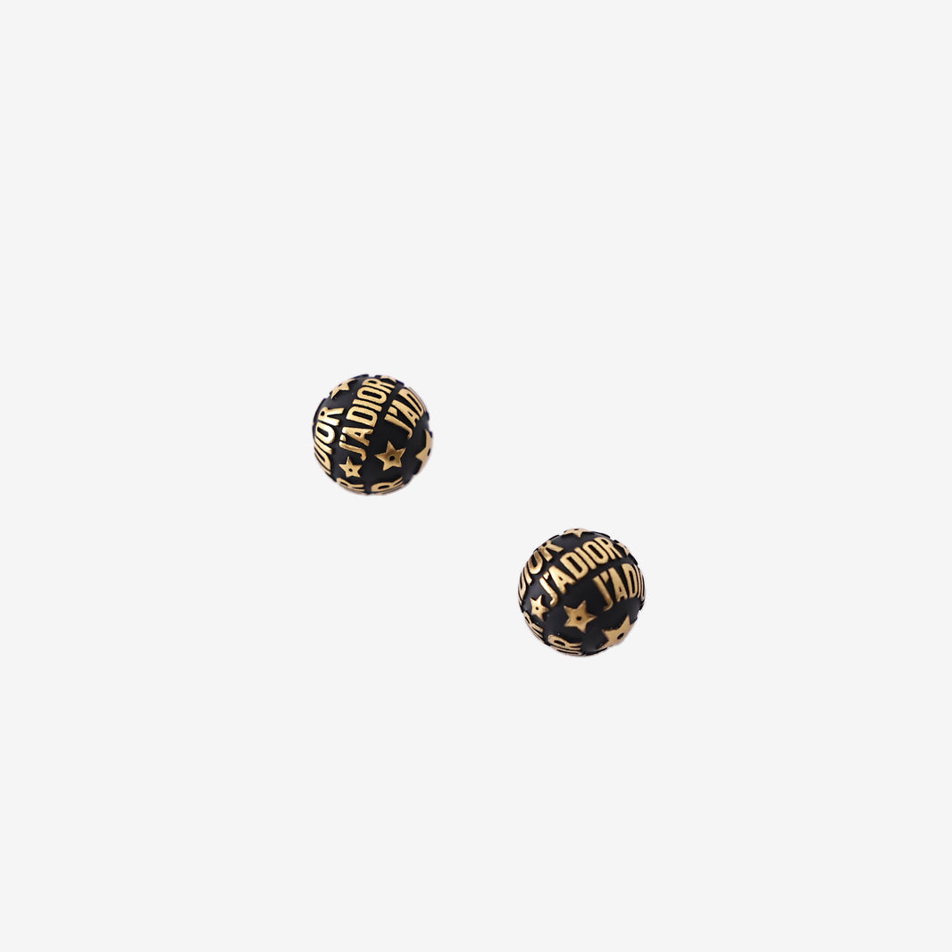 Dior Tribales J'Adior Star Earrings in Matte Black and Gold-Tone Steel