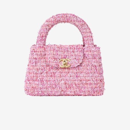 Chanel Small Kelly Nano Shopper in Pink Tweed Leather with Gold Hardware