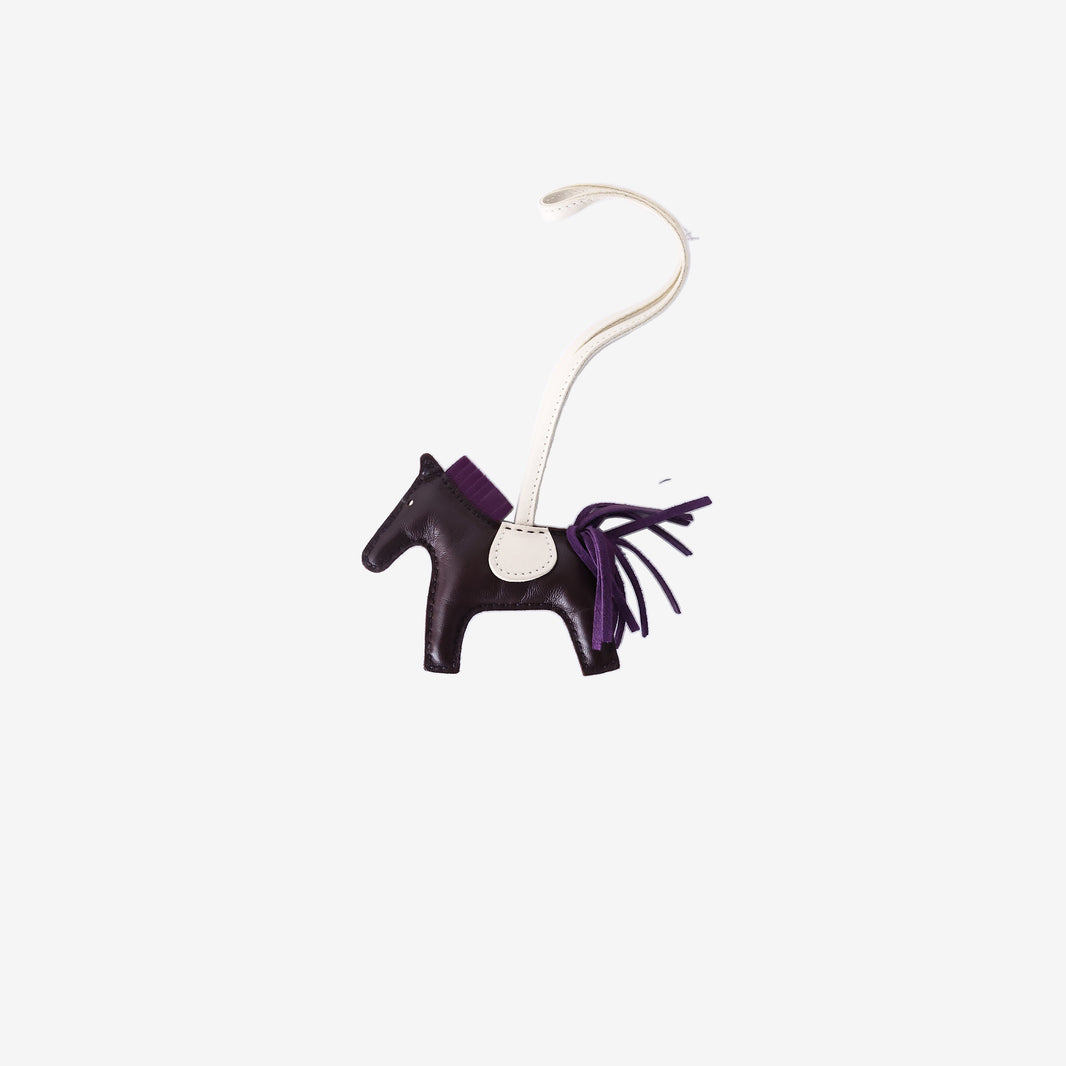 Hermès Rodeo PM Bag Charm in Rouge/Craie/Violet Lambskin Leather