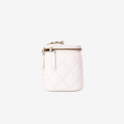 Chanel Vanity Case with Chain Bag in White Caviar Leather with Gold Hardware