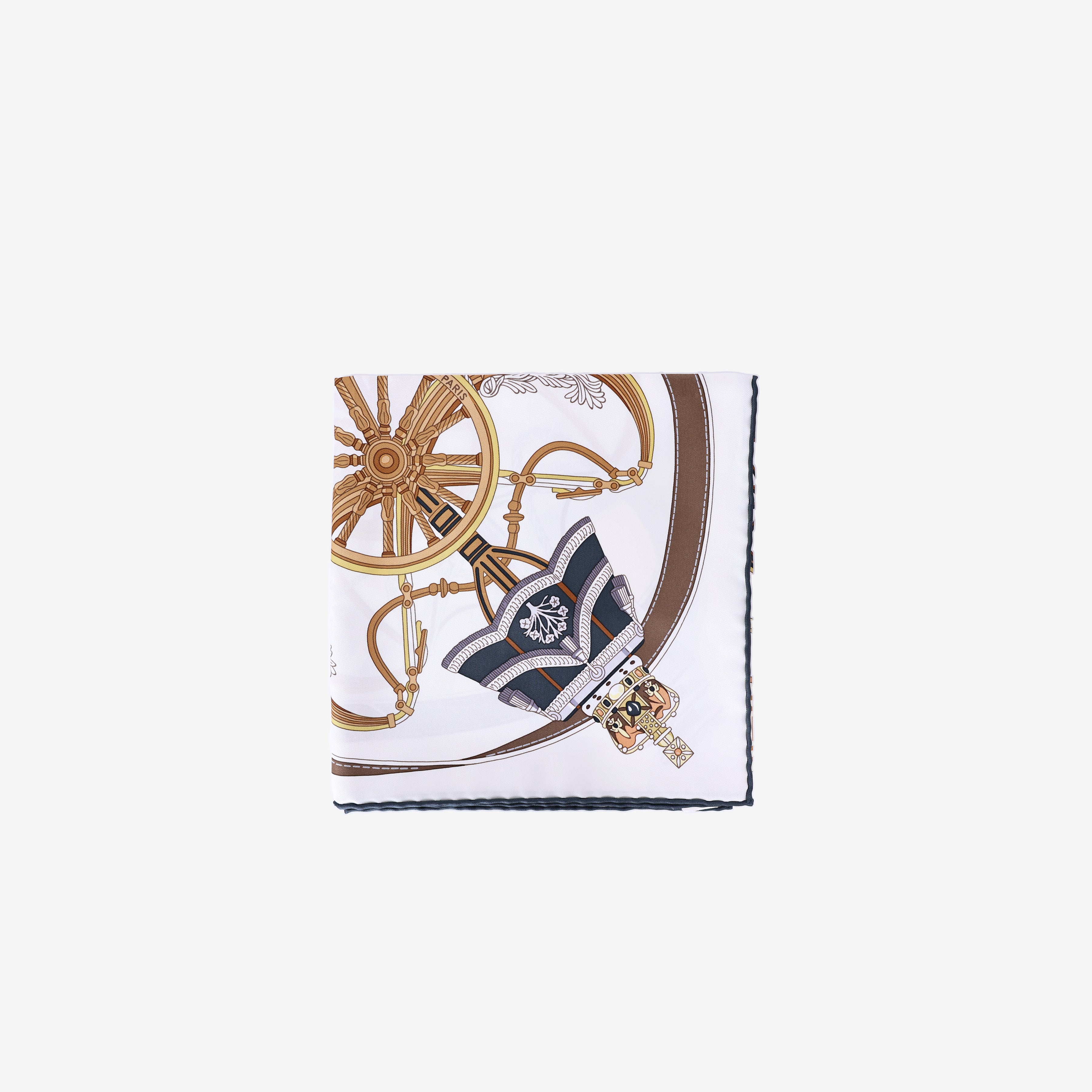 Hermès Stately Wheels Silk Scarf 90 in Multicolour Silk back view