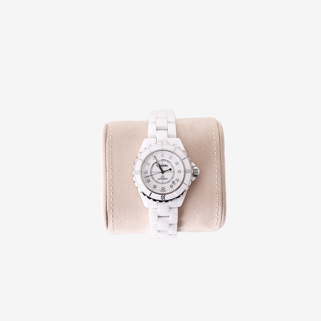 Chanel J12 Automatic 38mm Watch in White Ceramic with Diamond Dial