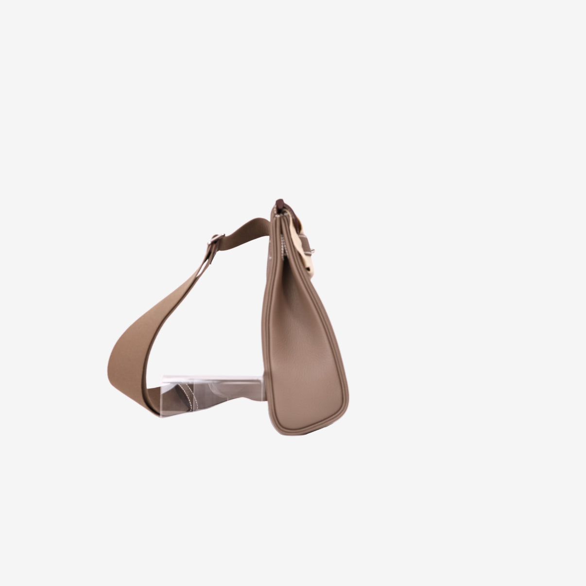Hermès HAC à Dos PM in Etoupe Clemence Leather with Palladium Hardware side view