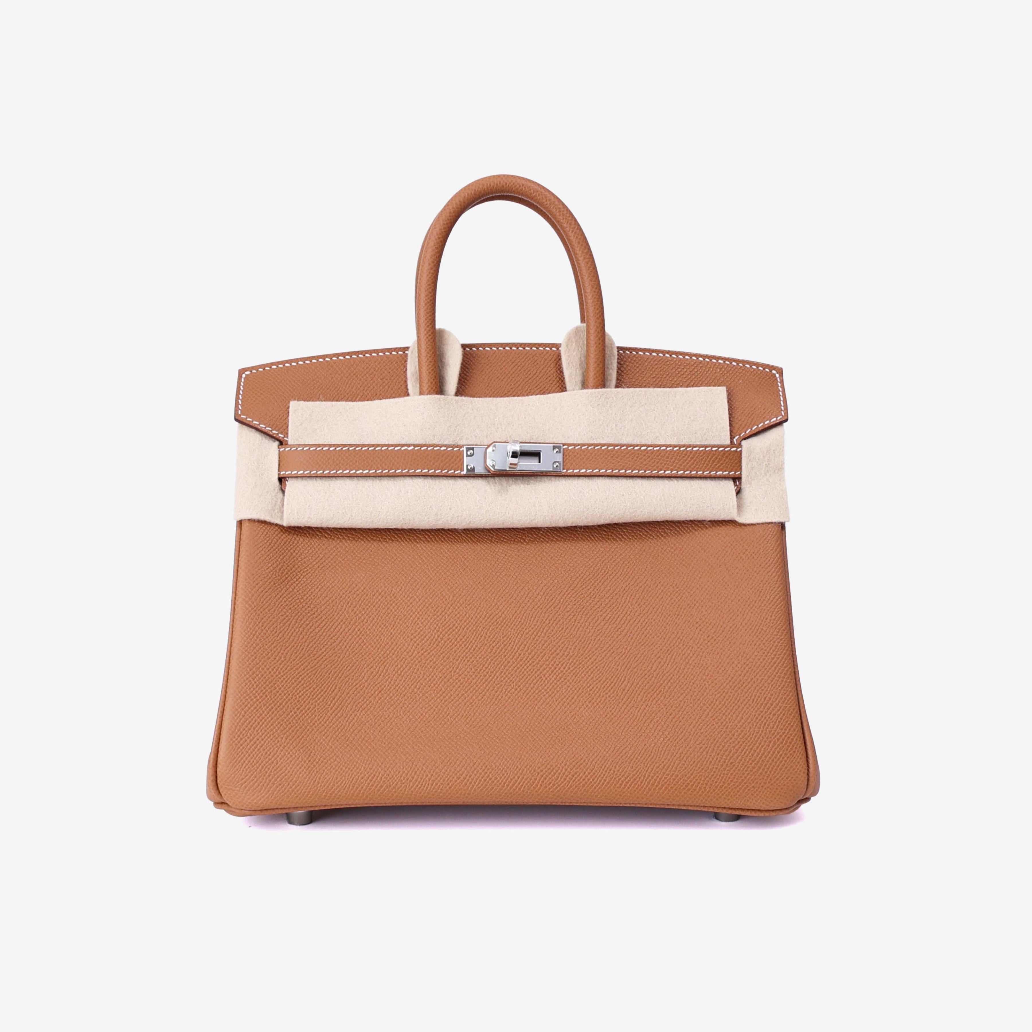 Hermès Birkin 25 in Gold Epsom Leather with Palladium Hardware front view