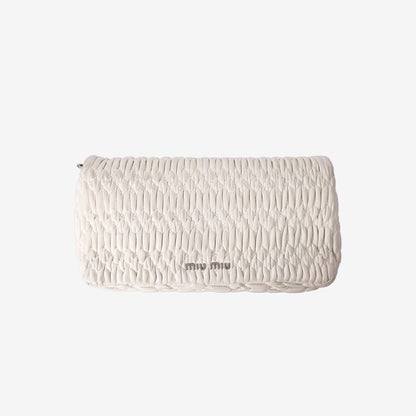 Miu Miu Crystal Leather Bag in White Nappa Leather with Silver Hardware
