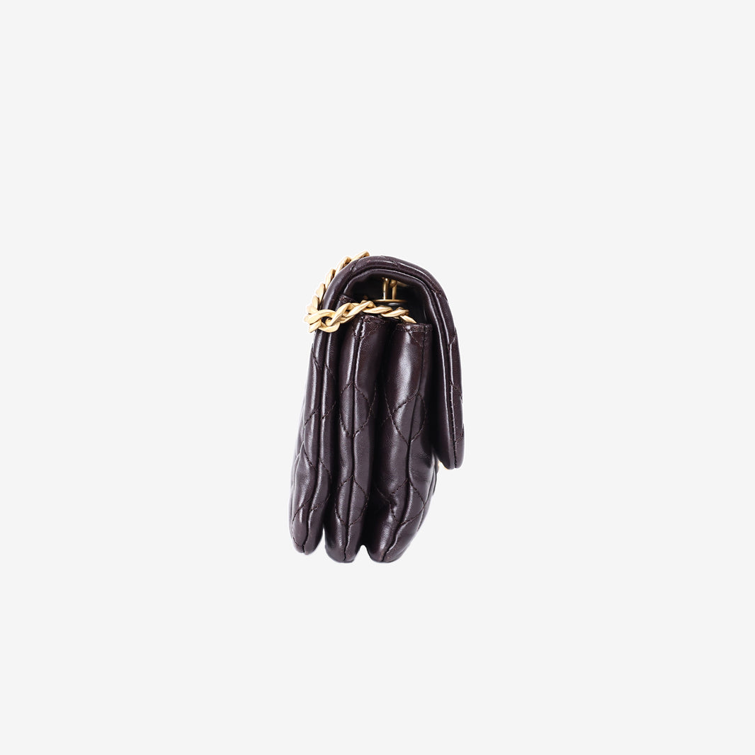 Chanel Classic Flap Bag in Brown Lambskin Leather with Gold Hardware