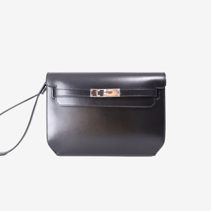 Hermès Kelly Dépêches 25 in Noir Barenia Leather with Palladium Hardware