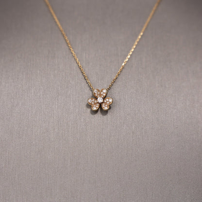 Van Cleef & Arpels Frivole Mini Diamond Necklace in 18k Pink Gold with Diamonds detail view