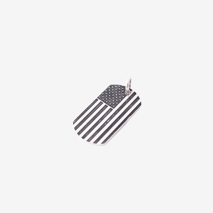Chrome Hearts American Flag Dog Tag Pendant in 925 Sterling Silver