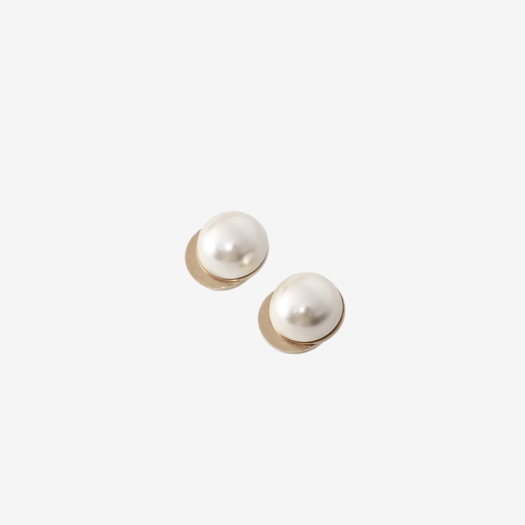 Dior Pearl Stud Earrings in Gold-Tone Metal with Faux Pearls