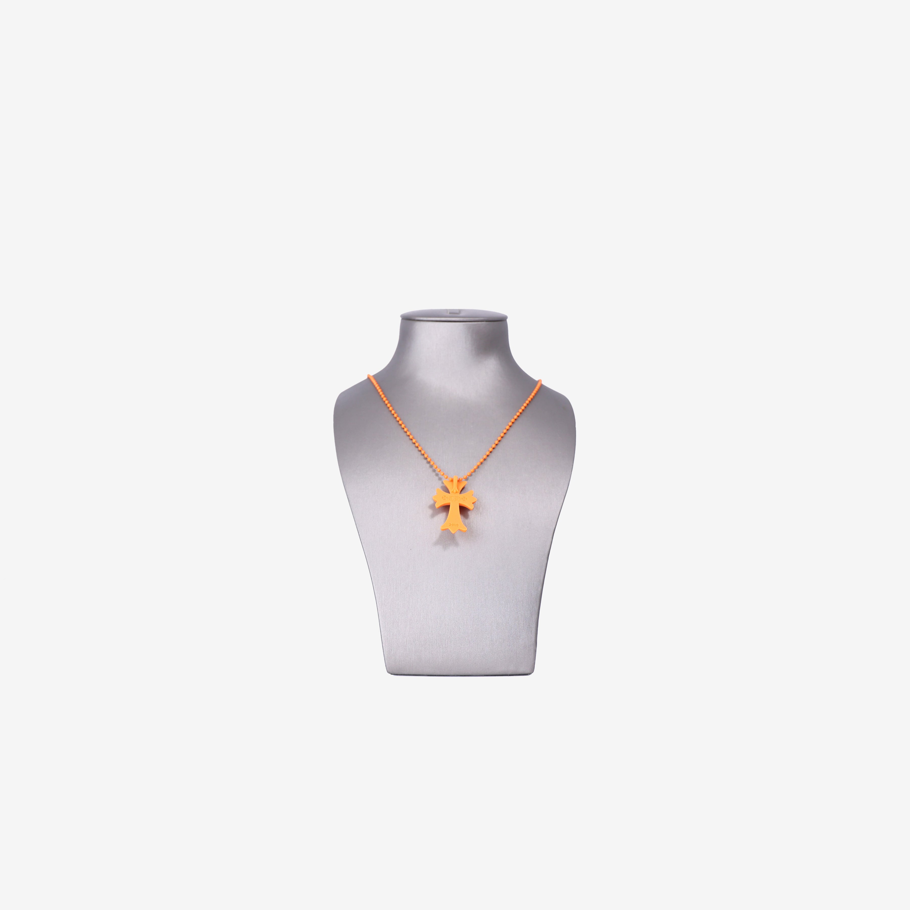 Chrome Hearts Cross Pendant Necklace in Orange Silicone back view