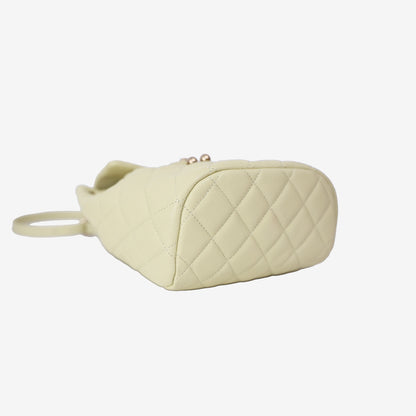 Chanel Urban Spirit Mini Backpack in Light Yellow Caviar Leather with Silver Hardware bottom side view