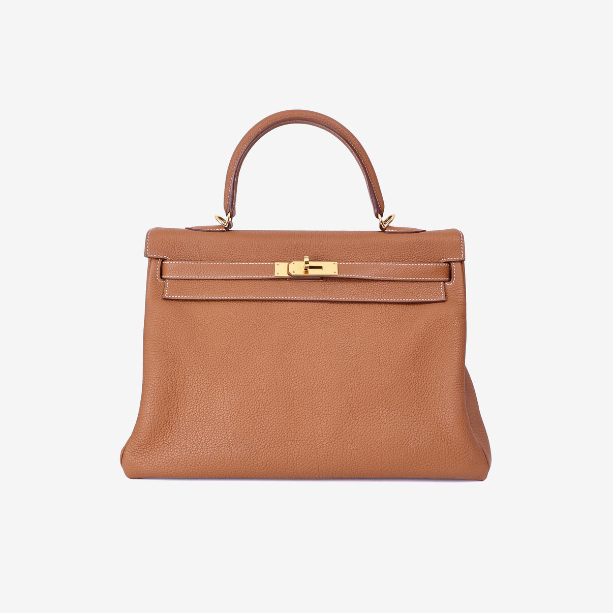 Hermès Kelly 35 in Gold Togo Leather with Palladium Hardware front view