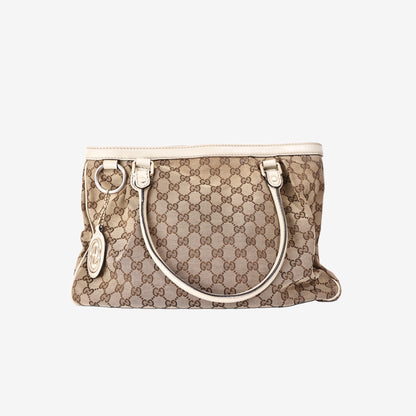 Gucci GG Canvas Sukey Tote Bag in Beige Brown GG Canvas with Gold Hardware
