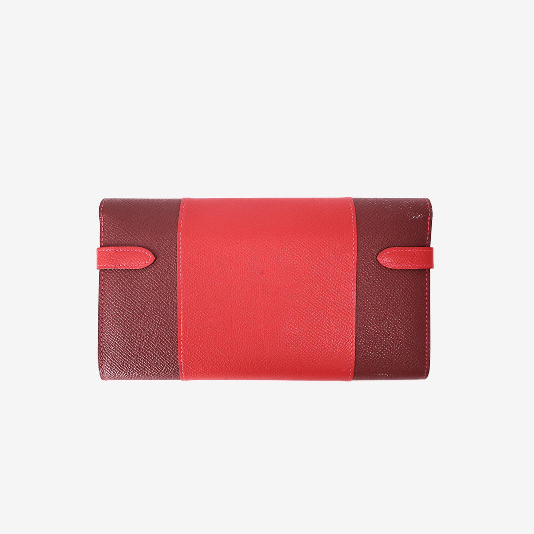 Hermès Kelly Wallet Flag in Rouge Casaque/Rouge H Epsom Leather with Palladium Hardware