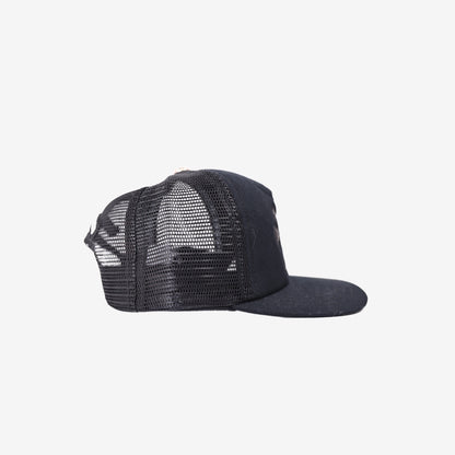 Chrome Hearts Trucker Hat in Black Polyester with Lambskin Leather Triple Cross Patch