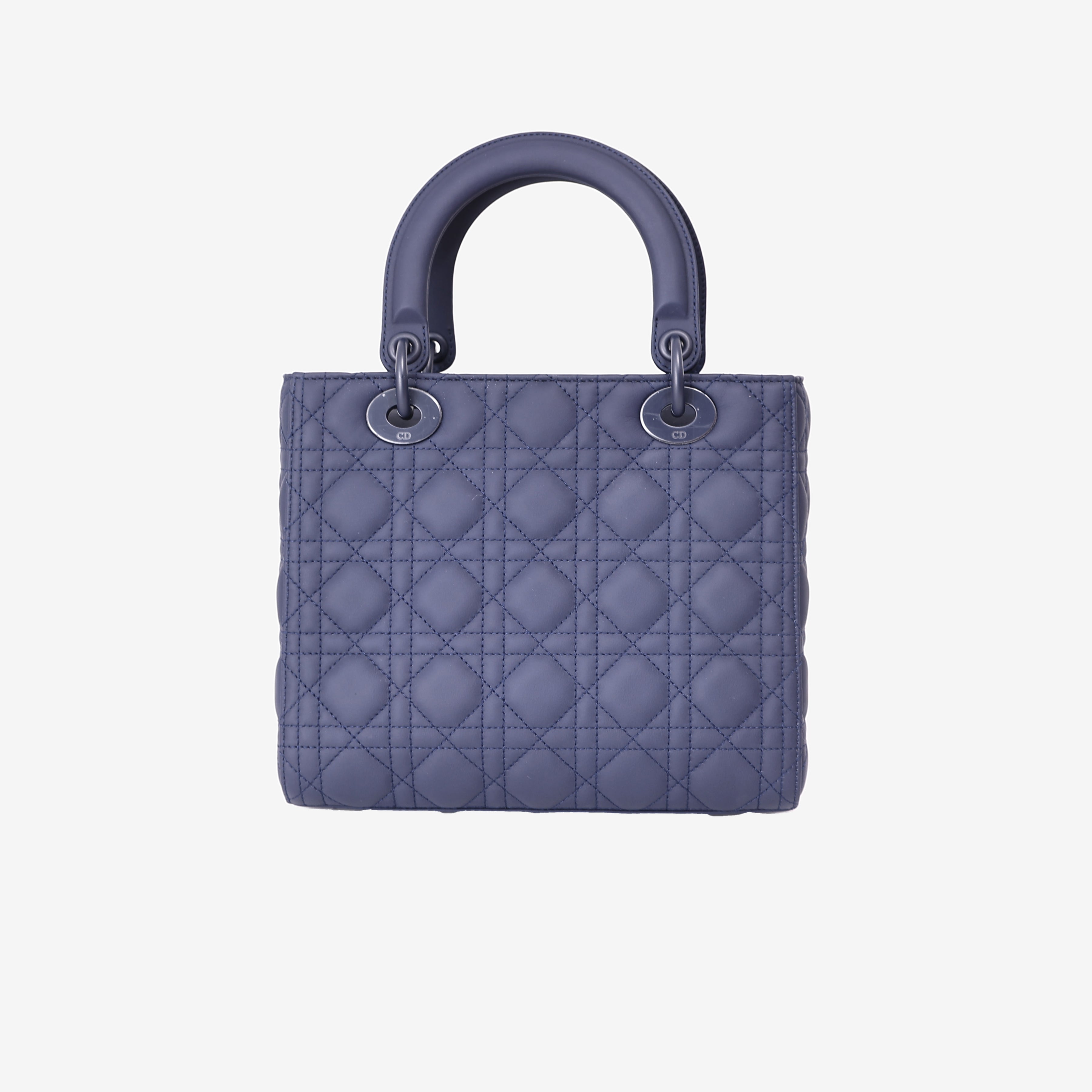 Christian Dior Lady Dior Medium in Navy Ultra Matte Calfskin Leather with Matte Hardware back view