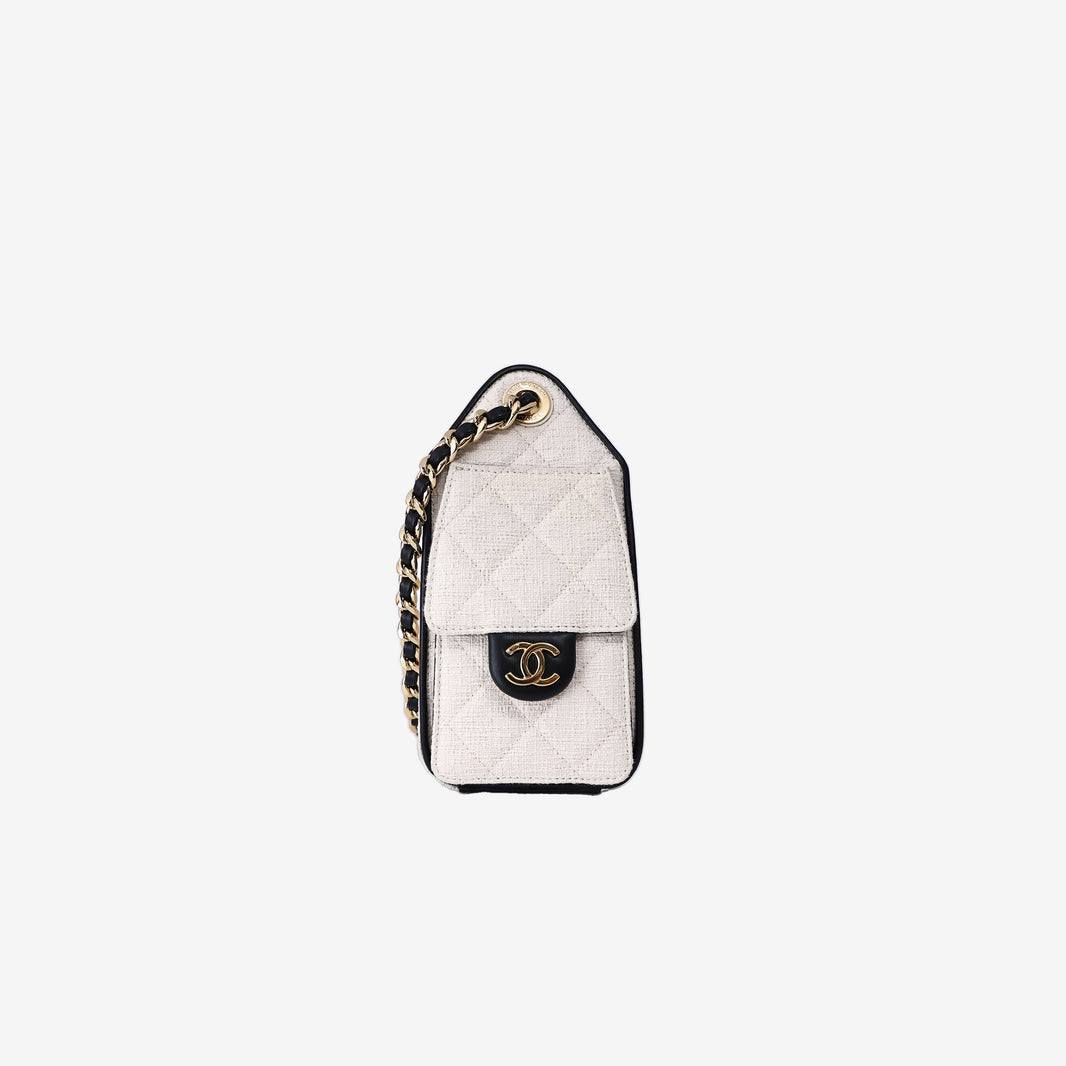 Chanel 25 Mini Hobo Bag in Ecru Quilted Canvas/Black Calfskin with Gold Hardware (Contact to Enquire)