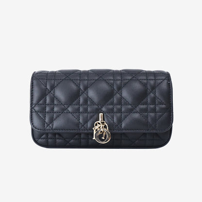 Dior My Dior Talk Phone Pouch in Black Lambskin Leather with Gold Hardware