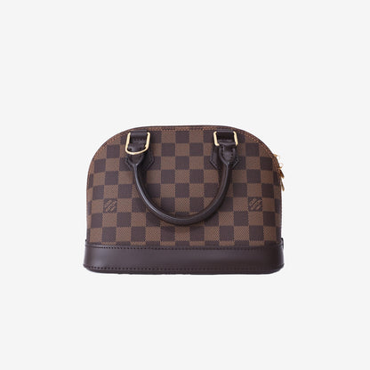 Louis Vuitton Alma BB Bag in Brown Damier Ebene Canvas with Gold Hardware