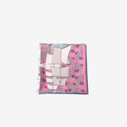 Hermès Carré 90 L'Esprit s'Envole Silk Scarf in Rose Bonbon/Parme/Bleu Jean