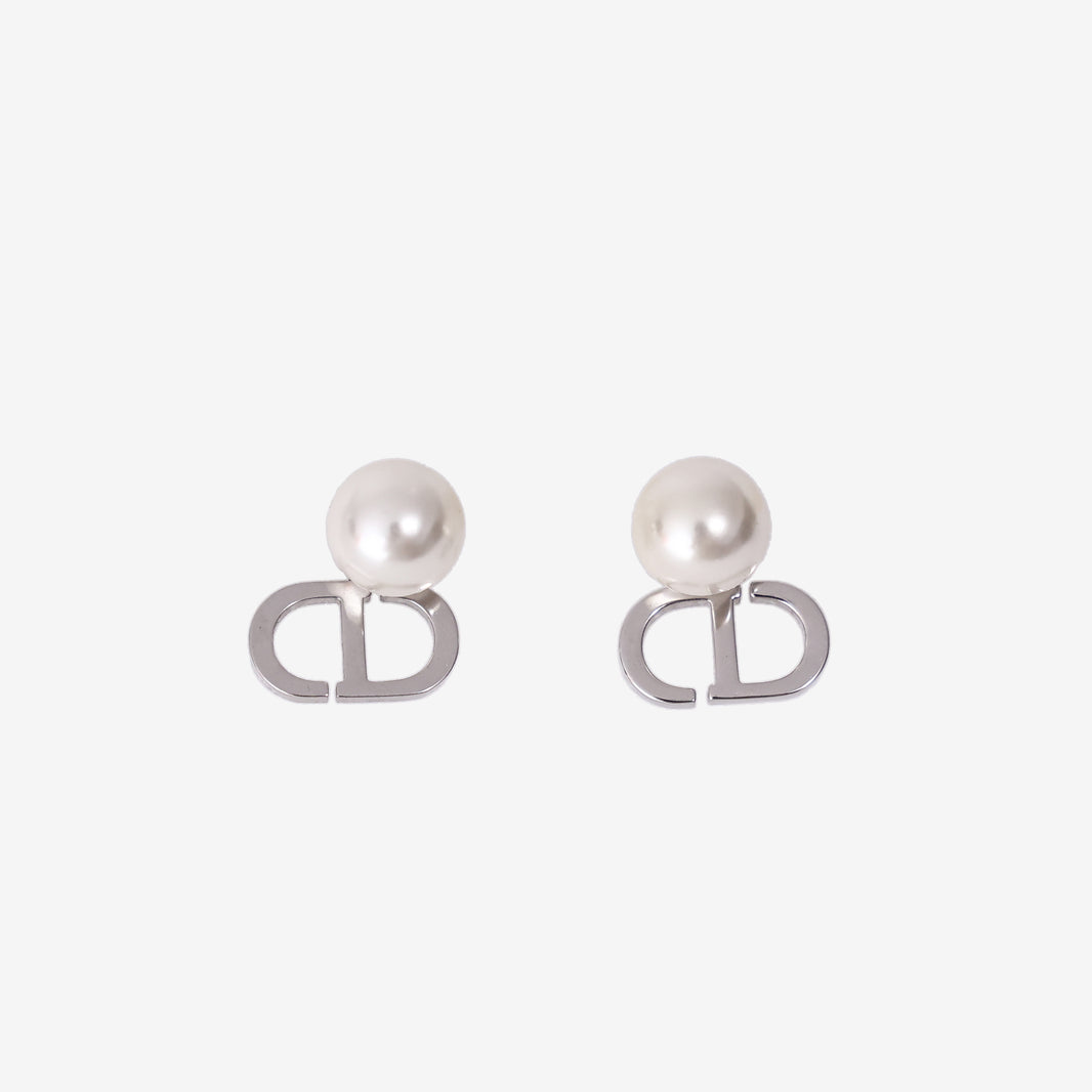 Dior Tribales Earrings in Silver-Tone Metal with Resin Pearls