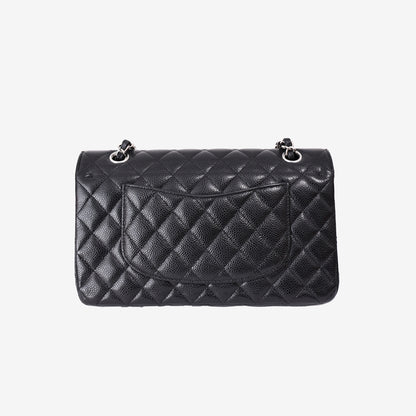 Chanel Medium Classic Double Flap Bag in Black Caviar Leather with Silver Hardware