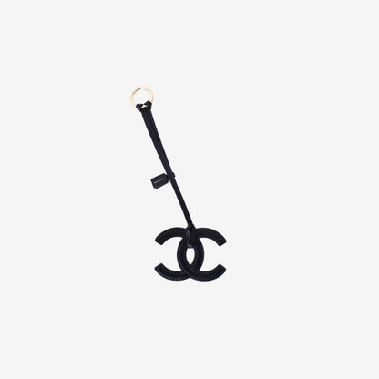 Chanel SS26 CC Logo Mini Bag Charm in Black Lambskin Leather with Gold Hardware back view