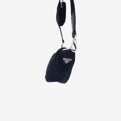 Prada Terry Cloth Triangle Bag in Black with Silver Hardware