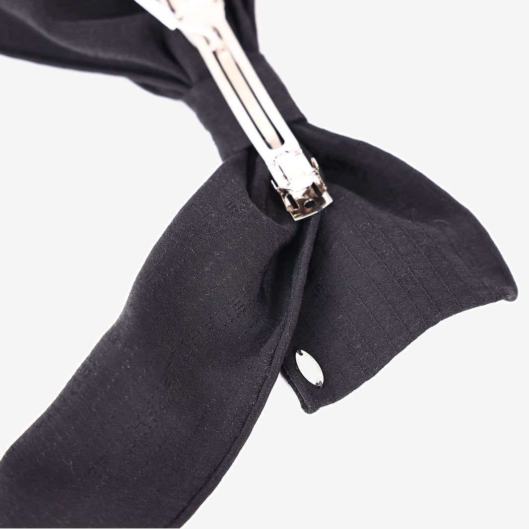 Chanel Bow Hair Clip in Black Silk