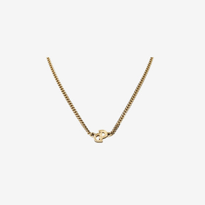 Dior Curb Link Chain Necklace in Gold-Tone Metal with CD Motif