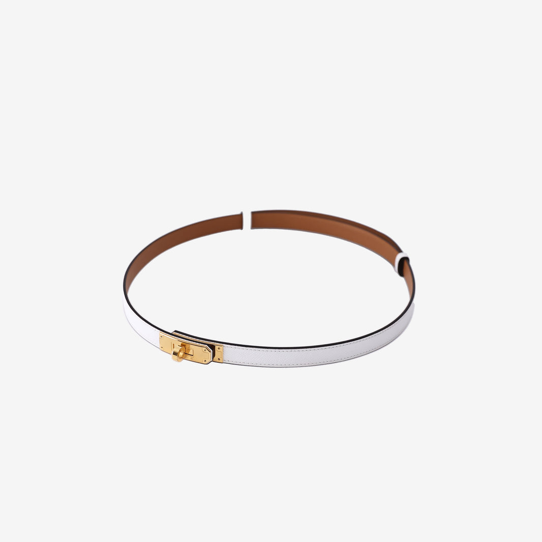 Hermès Kelly Jean 18 Belt in White Epsom Leather with Gold Hardware