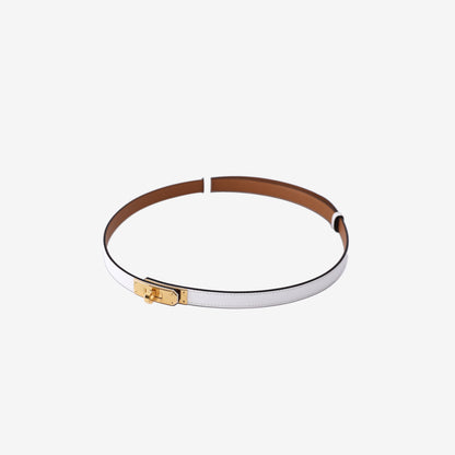 Hermès Kelly Jean 18 Belt in White Epsom Leather with Gold Hardware