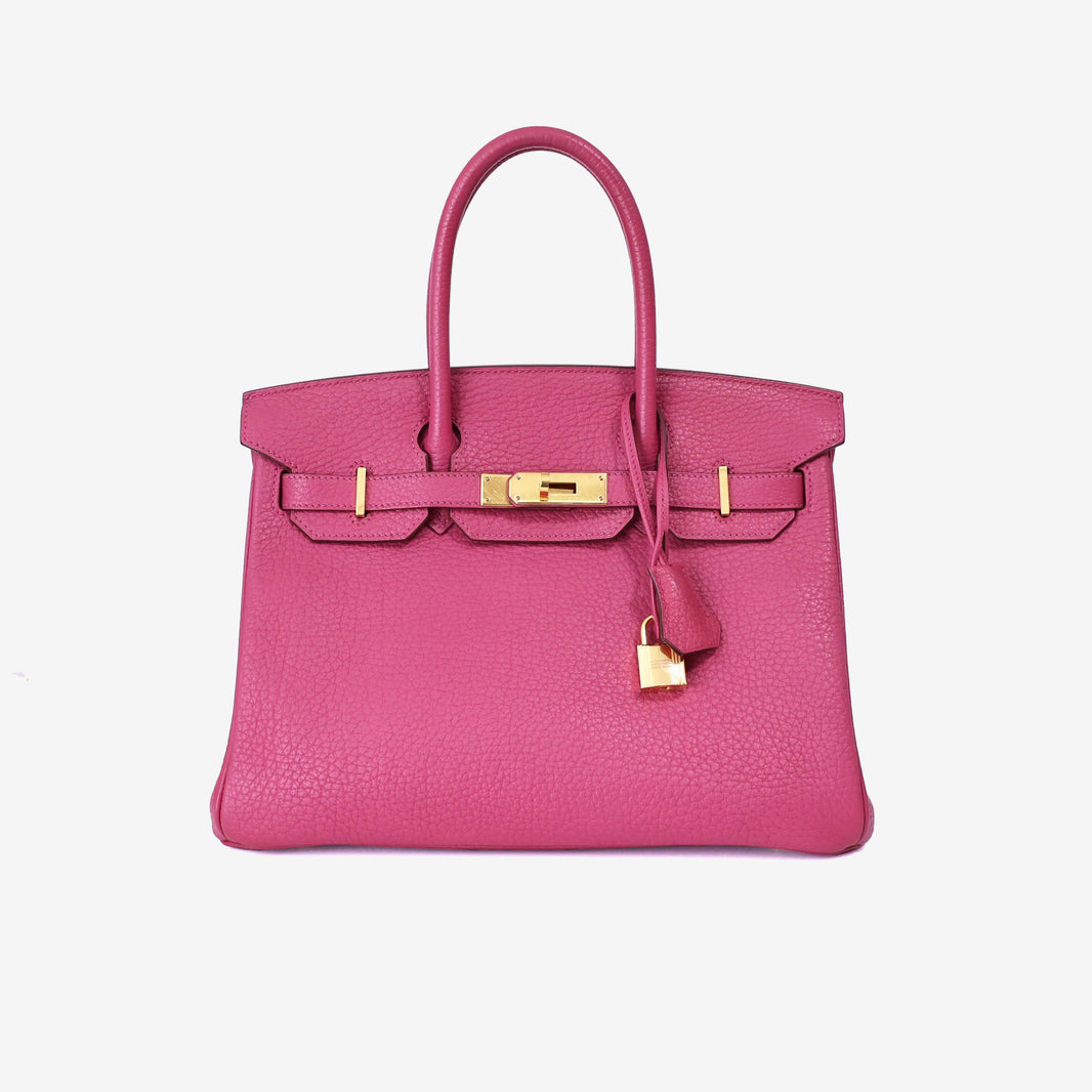 Hermès Birkin 30 in Rose Pourpre Togo Leather with Gold Hardware front view