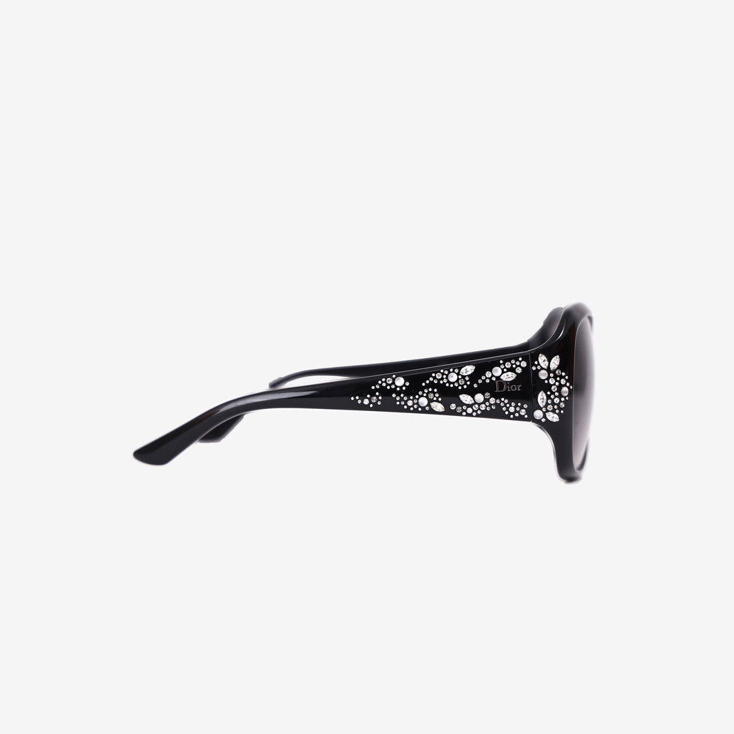 Dior Minuit Sunglasses in Black Acetate with Rhinestone Crystal Embellishments