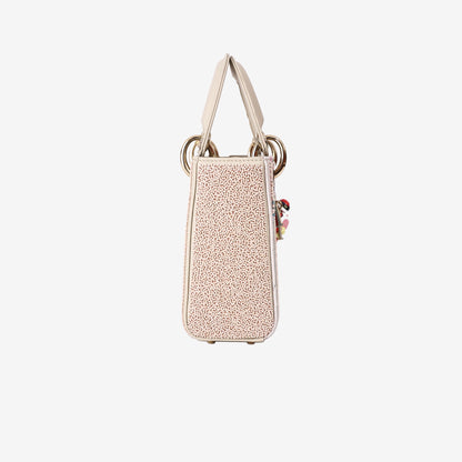 Dior Lady Dior Art Edition Mini Bag by Genieve Figgis with Multicoloured Beaded Embellishments and Gold Hardware