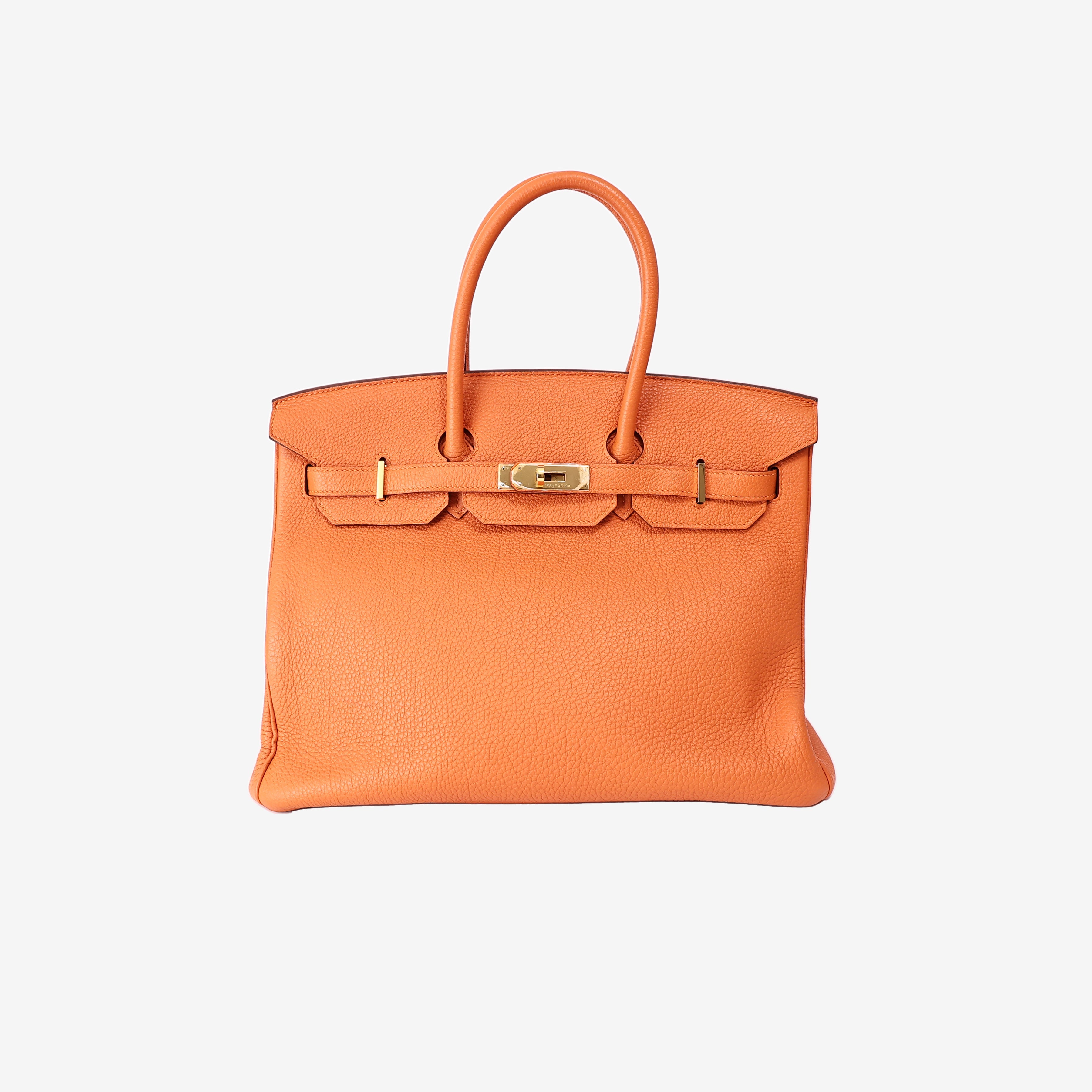 Hermès Birkin 35 in Orange Togo Leather with Palladium Hardware front view