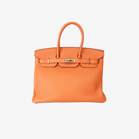 Hermès Birkin 35 in Orange Togo Leather with Palladium Hardware front view