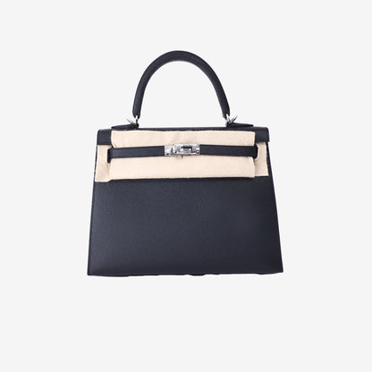Hermès Kelly 25 in Noir Epsom Leather with Palladium-Plated Hardware