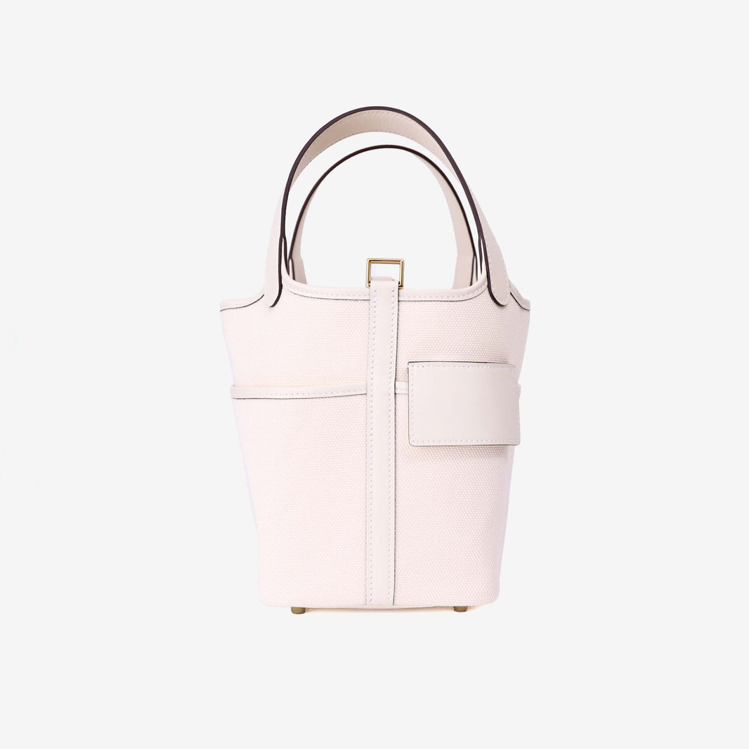 Hermès Picotin Cargo in Nata Swift Leather with Toile Canvas with Gold Hardware front view